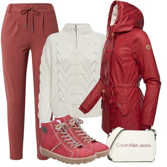 Outfity pro dešťové počasí Festival s Červená/Růžová/Fialová Kalhoty se Štěrbinou/Mrkvová Kalhoty/Kalhoty z Umělé Kůže/Ležérní Kalhoty/Mušelínové kalhoty/Kalhoty s nášivkou uprostřed/Boyfriend Kalhoty/Navlékací Kalhoty/Jogger Kalhoty Only, Červená/Tmavě červená Parka Přechodová Bund/Funkční Bunda/Bunda s Bočním Zipem/Nepromokavé Bund/Trekingová bunda/Plachtařská bunda/Podzimní bunda/Turistická bunda/Outdoorové Bundy Ragwear "Zimní outfity"Look: Bar, Den na pláži, Koncert, Chatky, Festival, Den matek, Škola, Valentýn, 40. narozeniny, Vánoce