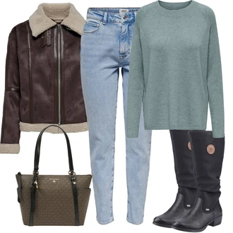 Outfit s Khaki/Béžová/Tmavě zelená/Šedá/Hnědá Taška Přes Rameno/Shopper taška/Taška Na Rameno/Brašna/Taška/Kancelářská Taška/Sportovní Taška Přes Rameno michael kors "Zimní outfity"