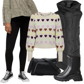 Outfity na zimu Bez rukávů Dlouhé s Šedá/Černá Noisy may "Zimní outfity"