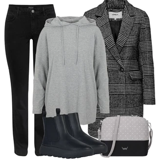 Outfity na zimu Rovná noha Džínovina s Černá Pieces "Zimní outfity"