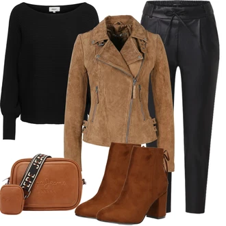Outfit s Černá/Bílá/Oranžová/Zelená/Hnědá Kožená Kalhoty/Legíny Kožený Vzhled/Tregíny/Jeggings/Kožený legíny/Kalhoty z Umělé Kůže/Skinny Kalhoty Only "Zimní outfity"