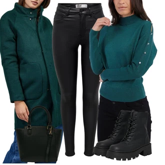 Outfity na zimu Grunge s Černá Only "Zimní outfity"Look: Lak, Metal, Grunge, Trendový, Váhy, Techno, Estetika