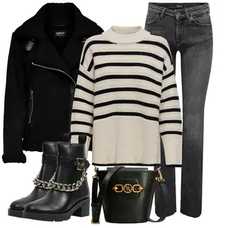 Outfity na zimu Pruhovaný s Šedá Only "Zimní outfity"