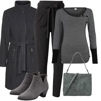 Outfity na zimu s Šedá/Hnědá/Tmavě šedá/Světle šedá Kovbojská kotníková bota/Kožená bunda/Kotníková Bota s Podšívkou/Westernová Kotníková Bota/Kožená kotníková bota/Plochá Kotníková Bota/Letní kotníková kozačka Lascana "Zimní outfity"