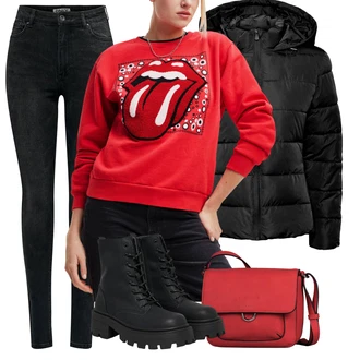 Outfity na zimu Grunge s Černá Only "Zimní outfity"Look: Lak, Metal, Grunge, Trendový, Váhy, Techno, Estetika