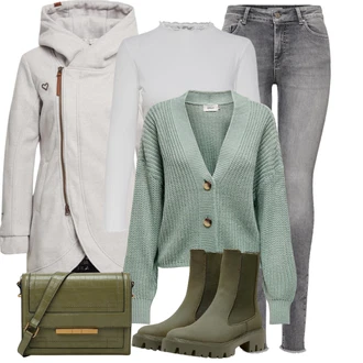 moderne Outfit sa Siva/Svjetlosiva/Tamnosiva Kožna Jakna/Traperice s Prorezom/Termo Traperice/High Waist Traperice/Traperice Slim Kroja/Zimska jakna/Kožne Cipele/Push-up Traperice/Traperica Niskog Struka/Bikerske Traperice Only "Kombinacije Za Zimu"Look: Rap, Boja, moderne, Običan, cool, Prekrasan, Old Money, Disko, Besprijekorno