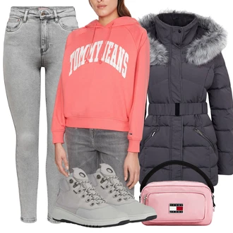 Respira Outfit s Šedá/Hnědá/Světle šedá Teniska na platformě/Tenisky s Bočním Zipem/Úzká Teniska/Zimní Tenisky/Kožené Tenisky Geox "Zimní outfity"