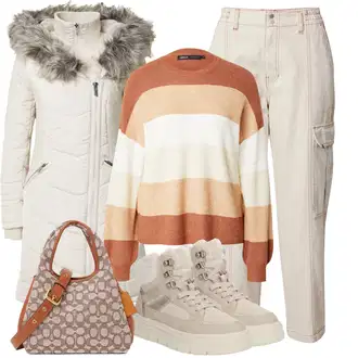Outfity na zimu Pruhovaný s Hnědá/Oranžová/Béžová/Žlutá Jednoduchý Svetr/Svetr Niki/Svetr Carmen/Pletený Svetr/Basic Svetr/Zimní Svetr/Oversize Svetr Only "Zimní outfity"