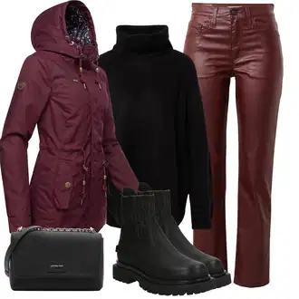 Outfit s Červená/Růžová/Vínová/Tmavě červená/Fialová Letní Bund/Parka/Funkční Bunda/Bunda s Kapucí/Vosková Bunda/Podzimní bunda/Plachtařská bunda/Outdoorové Bundy/Trekingová bunda/Parka Přechodová Bund/Jarní bunda/Ripstop bunda Ragwear "Zimní outfity"