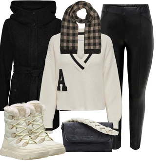 Outfit s Bílá/Khaki/Béžová Zimní bota/Vycpaná Kozačka/Boty do Sněhu/Zimní Kozačka z jehněčí kůže/Zimní tenisky Helly Hansen "Zimní outfity"