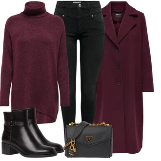 Outfity na svátky Old Money s Černá Kožená bunda/Zimní bunda/Džíny s Rozparkem/Motorkářské Džíny/Termální Džíny/Džíny s Nízkým Sedem/Push up Džín/Kožené Boty/Slim Fit Džíny Only "Zimní outfity"Look: Styl, Cool, Old Money, Bezešvé