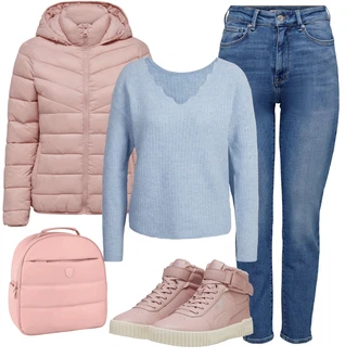 Streetwear Outfit s Růžová Teniska Kožené Tenisky/Teniska teddy/Úzká Teniska/Zimní Tenisky Puma "Zimní outfity"Look: Klasické, Ležérní, Trendový, Streetwear, Estetika, Safari, Sportovní