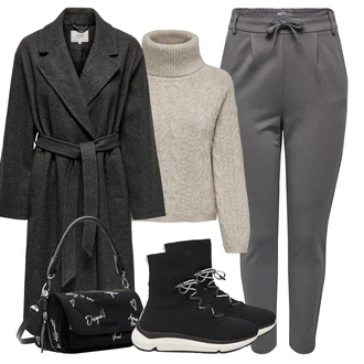 Zima Outfit s Černá Dámská Ponožková Bota/Teniska Zimní Tenisky Guess "Zimní outfity"