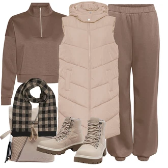 Outfity na zimu s Šedá/Béžová/Khaki/Hnědá Baggy Kalhoty/Boyfriend Kalhoty/Mrkvová Kalhoty/Ležérní Kalhoty/Jogger Kalhoty/Paperbag Kalhoty/Teplák Kožená Pánská Bund VERO MODA "Zimní outfity"