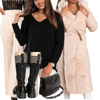 Z zadrgo spredaj outfit mit Roza/Bež/Modra Škorenj Škornj z visokimi petami/Škorenj z zadrgo/Škornj s Platformo "Zimski outfit"