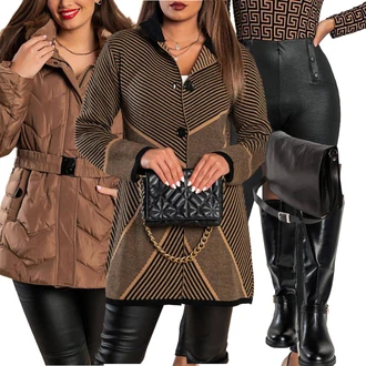 Zimske Outfiti S stranskimi žepi mit Rjava Plašč s Kapuco/Plašč z Zadrgo/Zunanji plašč fenzy "Zimski outfit"