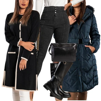 outfit mit Črna Škorenj z zadrgo/Škornj s Platformo/Škornj z visokimi petami "Zimski outfit"