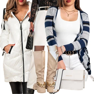 outfit mit Črna Škornj s Platformo/Škorenj z zadrgo/Škornj z visokimi petami "Zimski outfit"