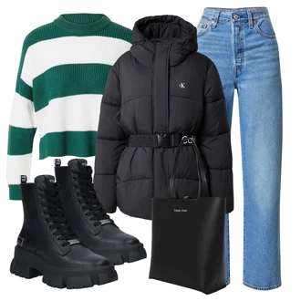 Rave Outfit sa Crna/Tamnoplava/Plava Čizmica Čizma s Platformom na Vezanje/Borbena Čizma/Kožna Jakna/Klasična čizmica/Gležnjača na Vezanje/Gumena Gležnjača Steve Madden "Zimski look"Look: Coachella, Rave, Škola, Elektro, Koncer