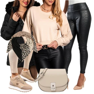 Krzno Outfit sa Pastelne boje Tenisica fenzy "Zimski look"