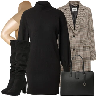 Outfit sa Crna/Bijela/Crvena Sportski dodatak/Maska/Privjesak Za Ključeve/Privjesak/Collier About You "Zimski outfit"