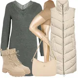 Beige Outfits Modra za dame image