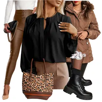 Elegantan Outfit sa Crna Bluza "Zimski outfit"Look: Elegantan, Elegantna