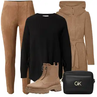 Outfit sa Crna Pletivo Veći Broj/Sweater majica/Tunika/Majica I Top Veći Broj/Bluza Veći Broj About You "Zimski outfit"