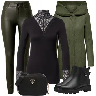za srednje godine Outfit sa Crna Majica i top/Majica I Top Veći Broj/Bluza Veći Broj/Tunika/Pletivo Veći Broj Soyaconcept "Zimski outfit"Look: Francuske, za srednje godine, Ured, Disko, Mom