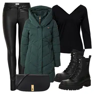 Outfit sa Crna Majica Poslovna košulja/Košulja koja se ne pegla/Košulja od muslina/Poslovna košulja/Ležerna košulja Only "Zimski outfit"
