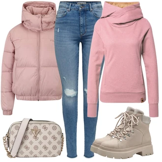 Outfit sa Bež/Smeđa/Kaki Gležnjača na Vezanje/Podstavljena Gležnjača/Cipela za Trekking/Tenisica Zimske Tenisice/Borbena Čizma/Čizma s Platformom na Vezanje/Zimska gležnjača/Zimska cipela Tamaris "Zimski outfit"