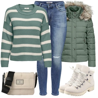 Outfit sa Siva/Bež/Kaki/Srebro/Smeđa Čizmica Gležnjača na Vezanje/Vodootporni Cipela/Cipela za Trekking/Podstavljena Gležnjača/Kožne muške cipele/Borbena Čizma/Zimska gležnjača/Zimske tenisice Rieker "Zimski outfit"