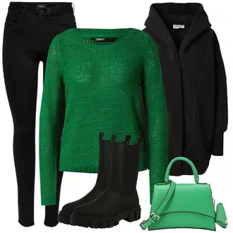 Outfit sa Crna/Tamnoplava Podstavljena Tajica/Tople Tajice/Neprozirna Tajica/Oblikovana Tajica/Sportska Tajica/Kožna Jakna/Tajice s Prorezom/Pletena Tajica/Pamučna Tajica Only "Zimski outfit"