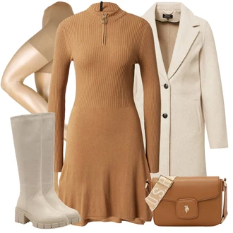 Outfit sa Bež/Kaki Prijelazni Kaput/Lagani Kaput/Kaput od Vunenog Flisa/Kaput od Kašmira/Zimski Kaput Vuneni kaput/Vintage Kaput/Midi Kaput/loden kaput Only "Zimski outfit"