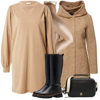 Boja Outfit sa Bež/Smeđa Kaput od Buklea/Pleteni Flis Kaput/Pleteni Kaput/Kaput od Tvida/Kaput od Vunenog Flisa/Zimski Kaput Vuneni kaput/loden kaput Only "Zimski outfit"Look: Boja, Vanjski, Za Kuću, Preodjeven, Sveučilišna, Mom