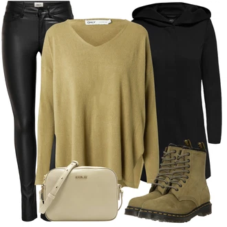 Outfit sa Tamnozelena Gležnjača na Vezanje/Borbena Čizma/Klasična čizmica Dr. Martens "Zimski outfit"