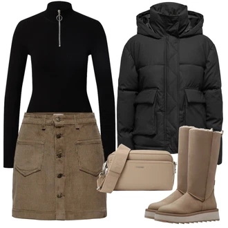 Kombinacije za zimu sa Tamnozelena/Kaki/Smeđa Kratke hlače velike veličine Only "Zimski outfit"