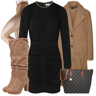 Punije Outfit sa Crna/Bijela Haljina/Haljina Veći Broj morgan "Zimski outfit"