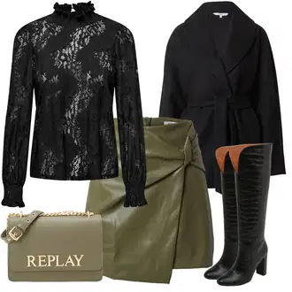 Outfit sa Crna Majica Poslovna košulja Only "Zimski outfit"