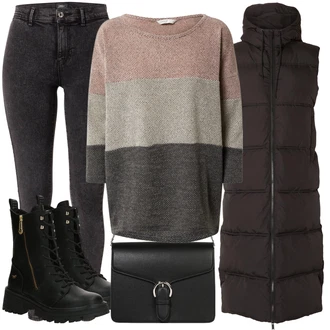 Black Outfits 3/4 rokavi mit Črna/Siva/Rjava/Temno siva Kovček/Pisarniška torba/Men's Bags/Torba za Macbook About You "Zimski outfit"