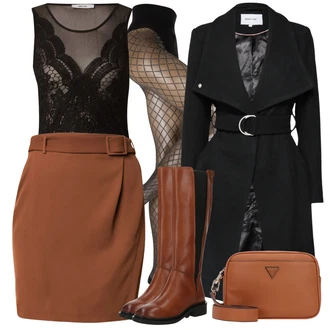Kombinacije za zimu Bez rukava sa Crna/Ljubičasta Gornja majica/Čipkasti Top/Muške cipele/Party Top About You "Zimski outfit"