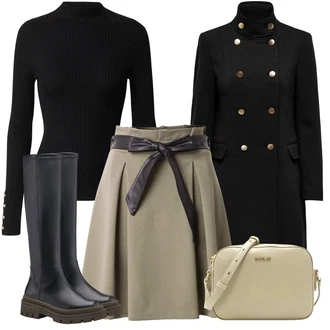 Kombinacije s čizmama sa Tamnozelena/Kaki Suknja About You "Zimski outfit"