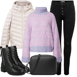 Black Outfits mit Pastelne barve Tom Tailor "Zimski outfit"