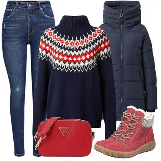 Outfit sa TamnoCrvena/Crvena/Ljubičasta Zimska Čizma/Tenisica Zimske Tenisice/Zimska gležnjača/Kožne muške cipele Rieker "Zimski outfit"