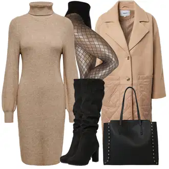 Kombinacije za zimu Gotički sa Crna/Bijela Poslovna Torba/Ured Za Torbu/Torba Za Preko Ramena/Shopper torba/Torba za nošenje/Torba za rame/Veliki džep/Velika torba About You "Zimski outfit"Look: Talijanski, Chic, cool, Gotički