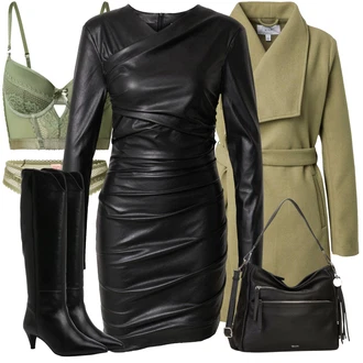 Mokri izgled Outfit sa Žuta/Crna/Bijela/Smeđa/Siva/Tamnosiva Haljina Veći Broj katy perry exclusive for about you "Zimski outfit"Look: Burleska, Rap, Preodjeven, moderne, Mom, Mokri izgled
