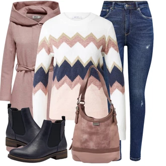 Outfit s Fialová/Růžová Přechodový Kabát/Trenčkot/Midi Kabát/Vlněný Fleecový Kabát/Zimní Kabát Vlněný kabát/Kabát s Kapucí/Dlouhý Zimní Kabát/Kašmírový Kabát/Lodenový kabát Only "Outfity na každý den"