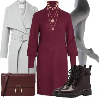 Vánoce Outfit s Červená/Vínová/Fialová/Tmavě červená Svetrové Šaty/Pletené Šaty/Zimní šaty s dlouhým rukávem/Zimní Pletené Šaty/Šaty S Rolákem Vila "Skvělý vzhled pro volný čas"Look: Bar, Křest, Vánoce, Koncert, Výročí, Zvláštní příležitosti, Valentýn