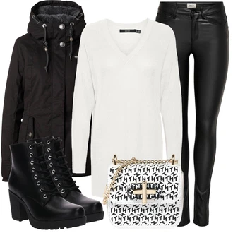 Outfit s Černá Trekingová bunda/Outdoorové Bundy/Lyžařská bunda/Zimní Parka/Zimní Bund/Parka Přechodová Bund/Vosková Bunda/Bunda 2v1/Funkční Bunda/Snowboardová Bund Ragwear "Outfity na zimu"