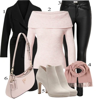 Beige Outfits mit Črna Only "Zimski outfit"